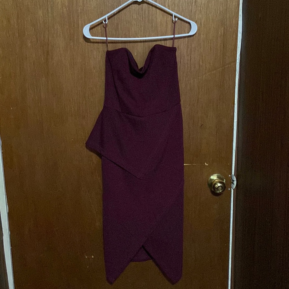 ASOS strapless marroon dress